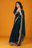 Green zari work soft tissue saree