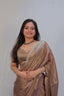Elegant Coffee Brown Satin Silk Saree with Shimmer Border – Party & Evening Wear