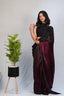 Black & Wine Ombre Satin Silk Saree with Abstract Print & Minimal Border – Party Wear
