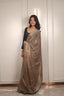 Gold Sequin Saree with Black Contrast Sequin Blouse – Elegant Party Wear & Festive Designer Saree for Women