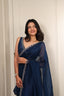 Elegant Navy Blue Satin Silk Saree with Sequin Work & Designer Lace Border – Party & Festive Wear