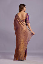 Copper Purple Tissue Silk Saree With Stone Work