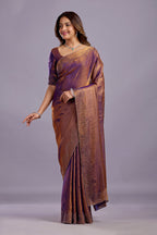 Copper Purple Tissue Silk Saree With Stone Work