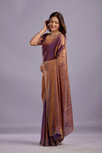 Copper Purple Tissue Silk Saree With Stone Work
