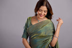 Olive Green Tissue Silk Saree With Stone Work