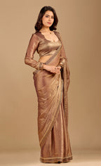 rose gold Silk Foil Printed Saree