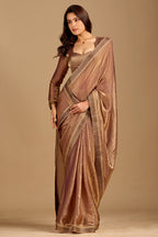 rose gold Silk Foil Printed Saree