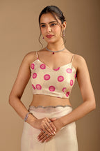 Ivory Organza Silk Saree With Foil Print