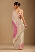 Ivory Organza Silk Saree With Foil Print