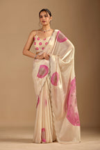 Ivory Organza Silk Saree With Foil Print