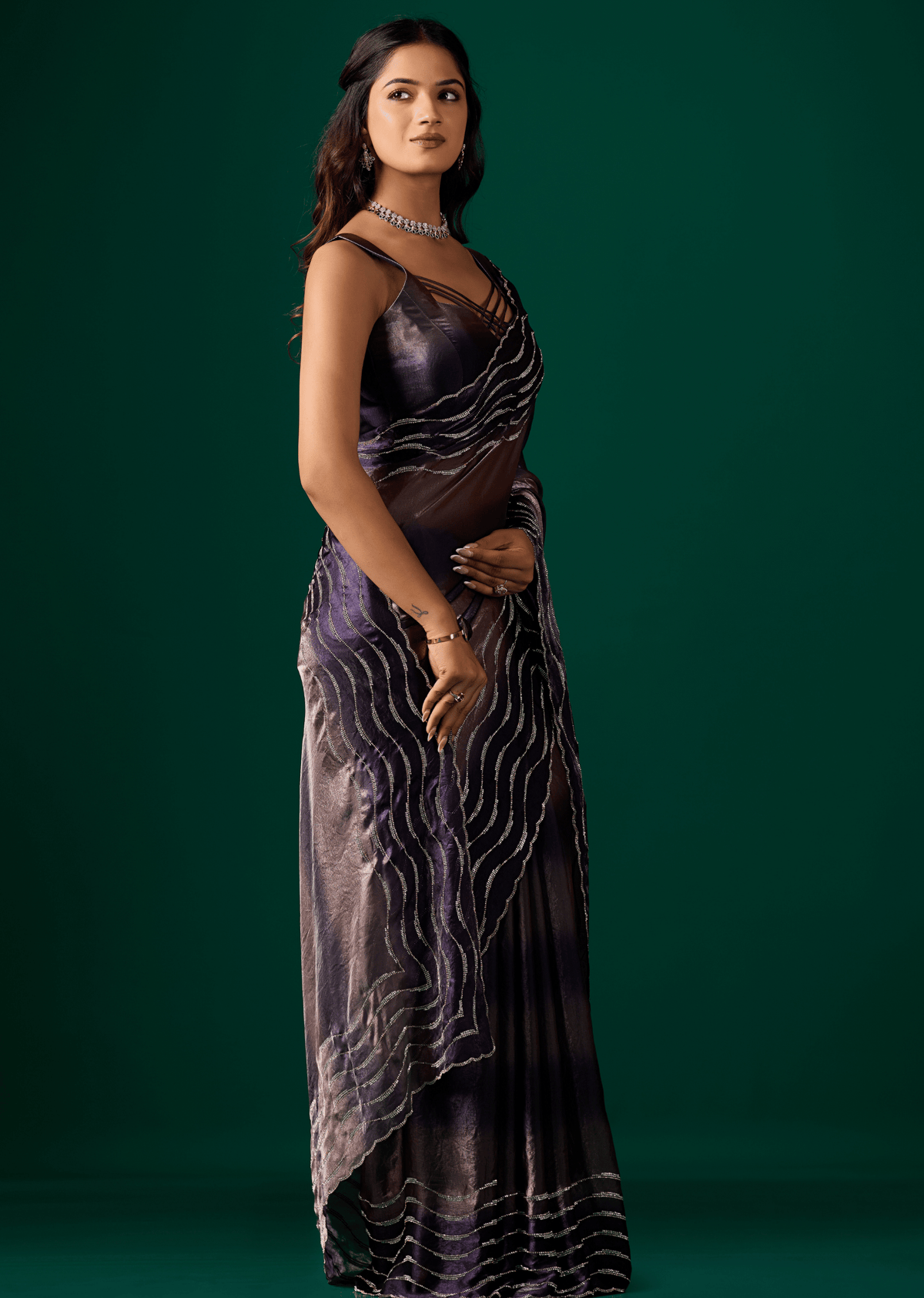 Blue Italian Silk Saree Styled Look - Festive Wear Saree