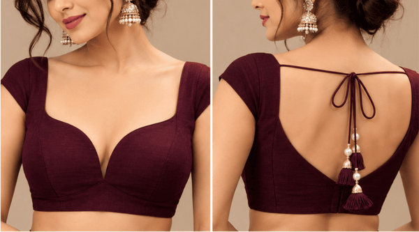 Leaf Cut Neckline With Cap Sleeves