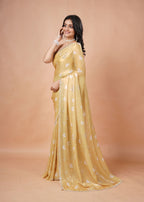 Sky Blue Organza Saree with Heart Print & Stone Work Border