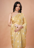 Sky Blue Organza Saree with Heart Print & Stone Work Border