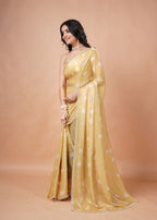 Sky Blue Organza Saree with Heart Print & Stone Work Border