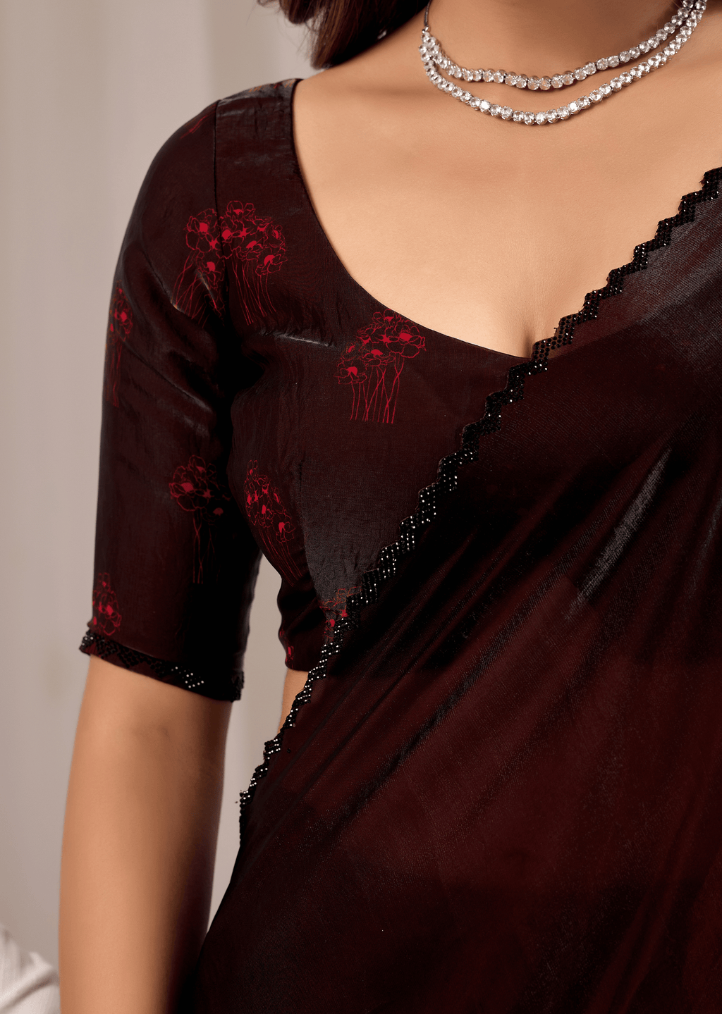 Cherry Red Organza Saree Draped Look - Traditional Wear Saree