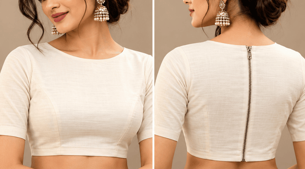 Close Round Neck With Back Zip