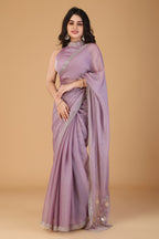Lavender pink stone work tissue saree