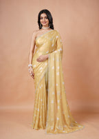 Sky Blue Organza Saree with Heart Print & Stone Work Border