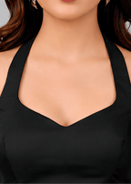 Black Halter Neck Cold Shoulder Readymade Blouse for Women