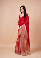 Turquoise Organza Saree with Geometric Stone Work Designer Border