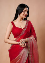 Turquoise Organza Saree with Geometric Stone Work Designer Border
