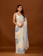 Off White Organza Silk Saree With Foil Print