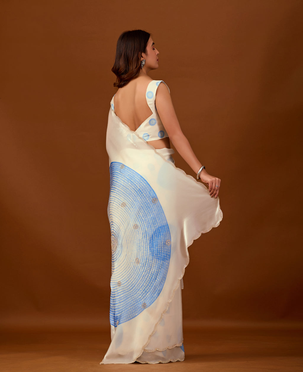 Off White Organza Silk Saree With Foil Print