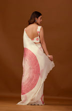 Ivory Organza Silk Saree With Stone Work