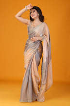 Metalic two tone stone work saree