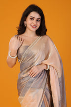 Metalic two tone stone work saree