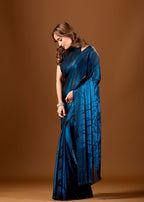 Wine Purple Organza Saree with Abstract Floral Print & Designer Scalloped Border