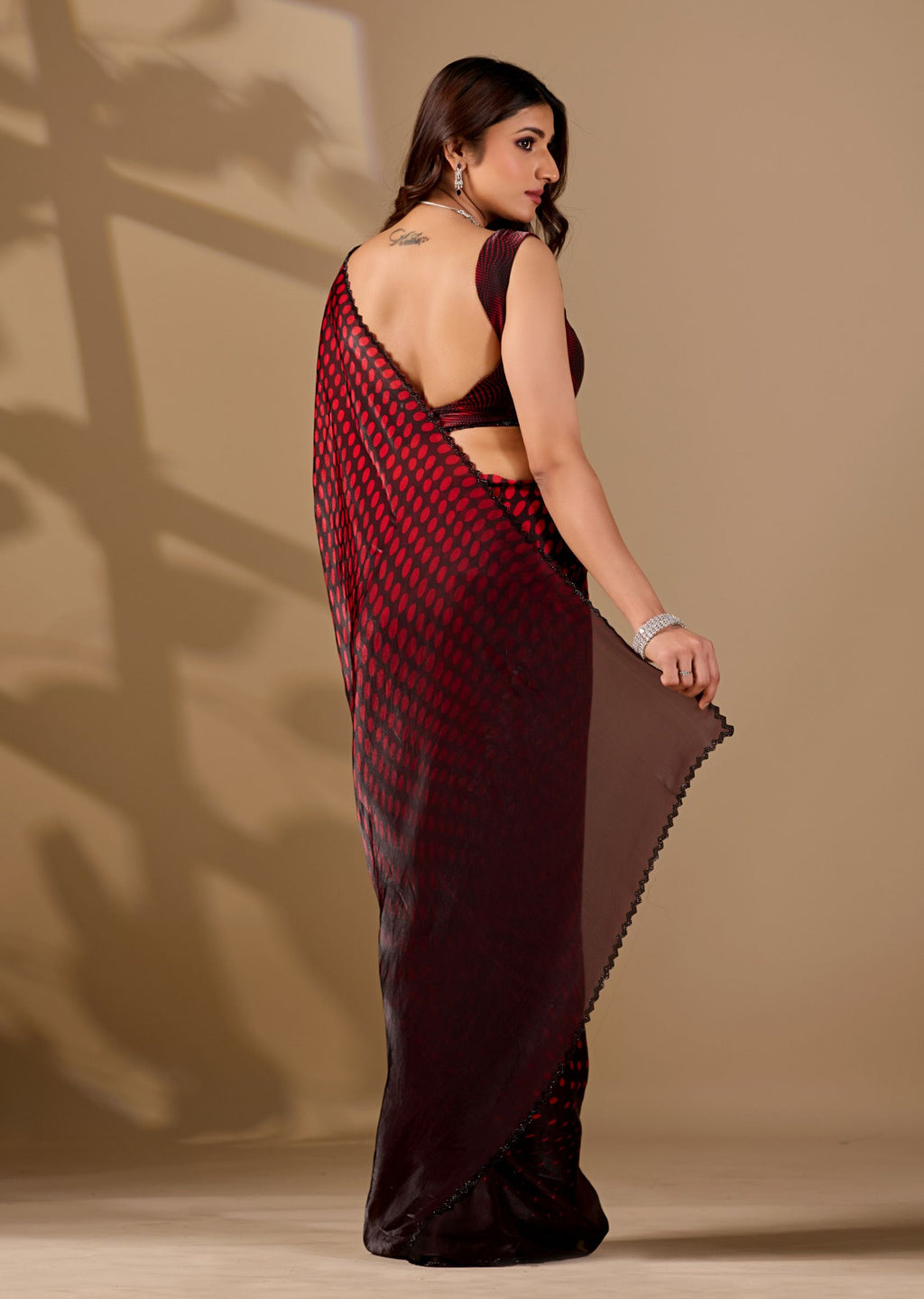 Teal Blue Organza Printed Saree with Stone Work Border Detailing