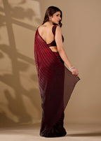 Teal Blue Organza Printed Saree with Stone Work Border Detailing