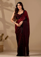 Teal Blue Organza Printed Saree with Stone Work Border Detailing