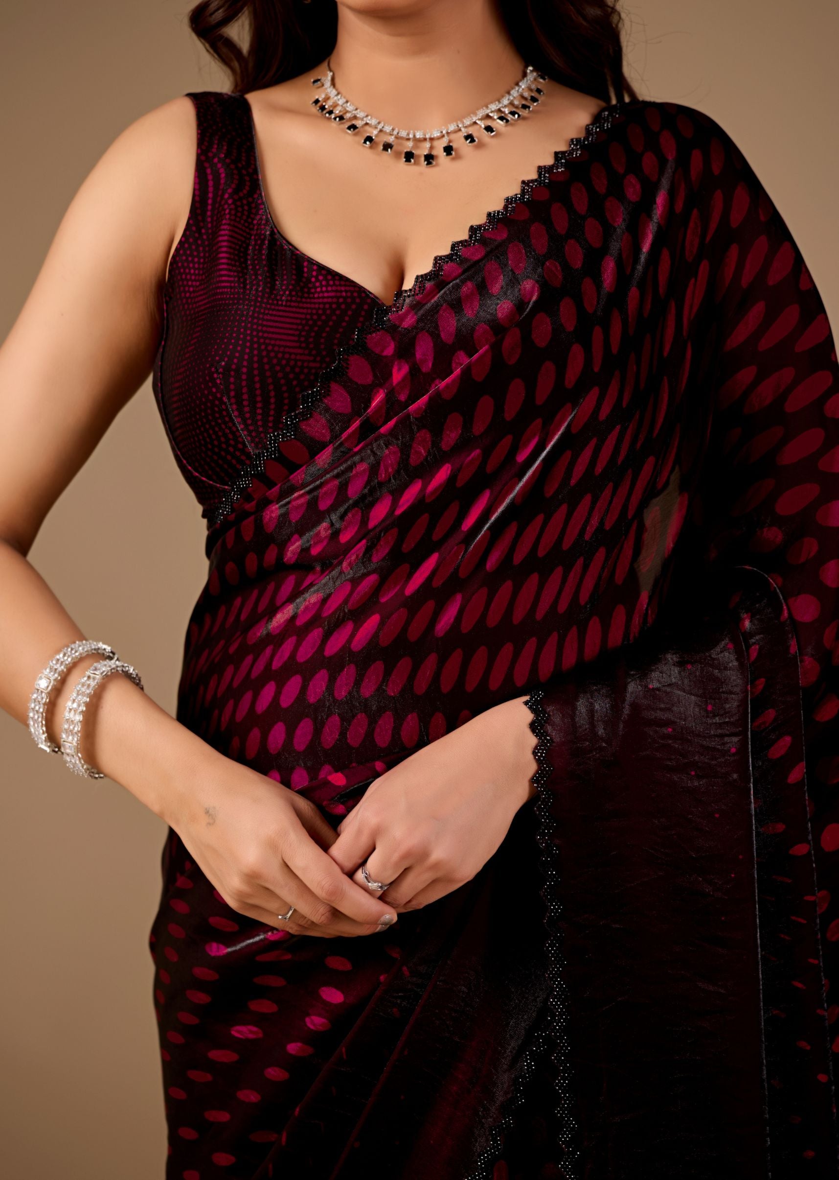 Teal Blue Organza Printed Saree with Stone Work Border Detailing