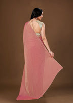 Sky Blue Organza Printed Saree with Stone Work Border Detailing
