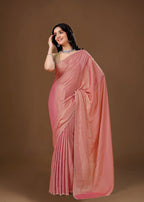 Sky Blue Organza Printed Saree with Stone Work Border Detailing