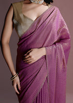 Sky Blue Organza Printed Saree with Stone Work Border Detailing