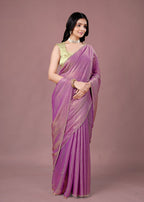 Sky Blue Organza Printed Saree with Stone Work Border Detailing