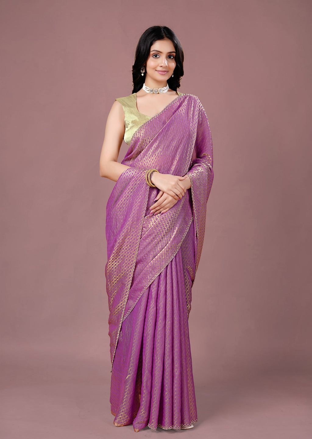 Sky Blue Organza Printed Saree with Stone Work Border Detailing