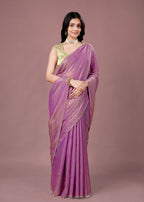 Sky Blue Organza Printed Saree with Stone Work Border Detailing