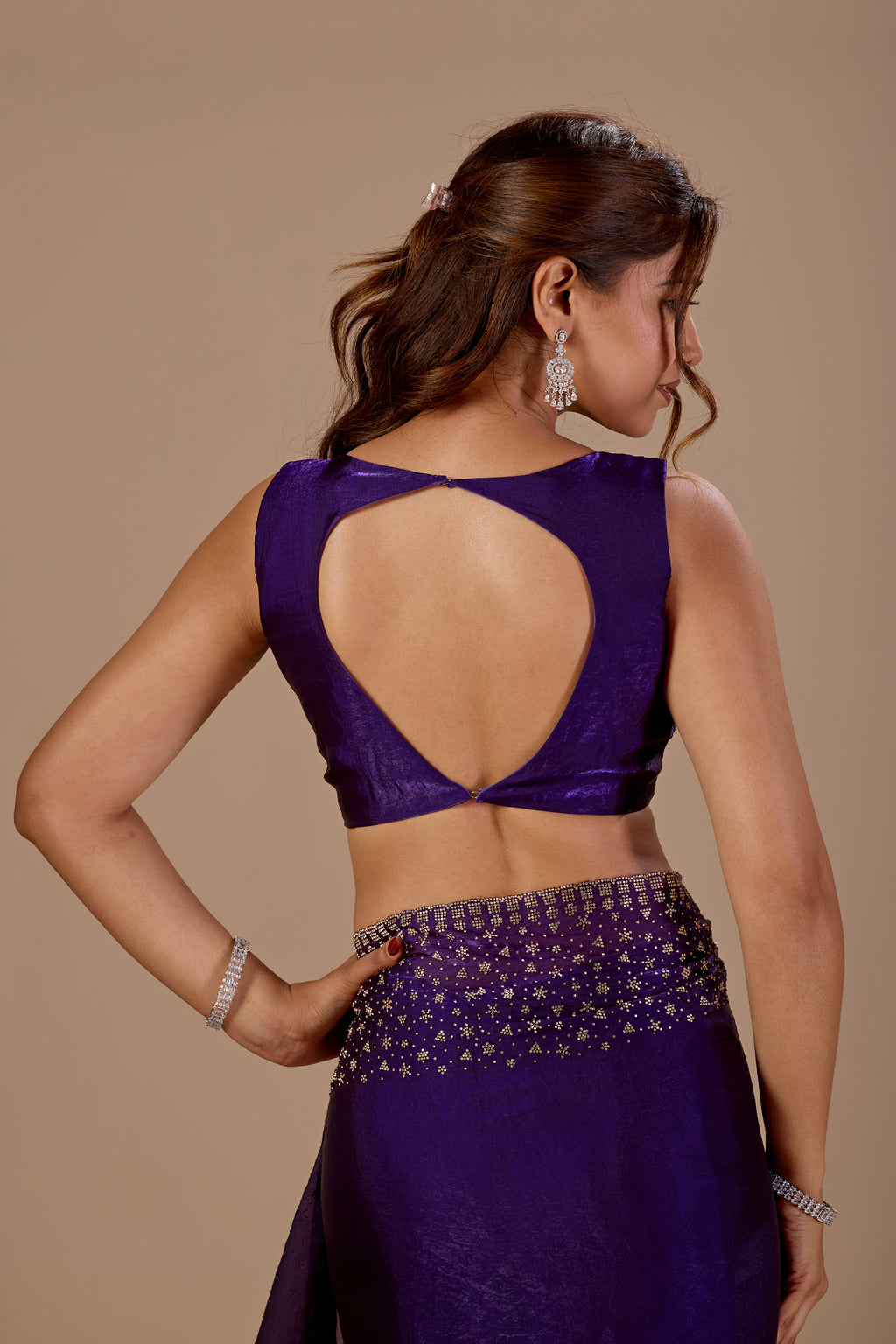 Royal Wine Tissue Silk Saree With Stone Work