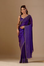 Royal Wine Tissue Silk Saree With Stone Work