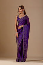Royal Wine Tissue Silk Saree With Stone Work