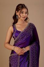 Royal Wine Tissue Silk Saree With Stone Work