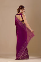 Purple Tissue Silk Saree With Stone Work
