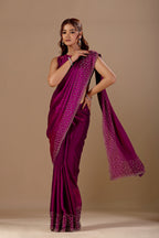 Purple Tissue Silk Saree With Stone Work