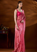 Red Pink Italian Silk Saree Side View - Festive Wear Saree
