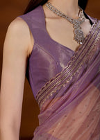 Purple Tissue Saree Blouse Close Up - Sequin Detailing